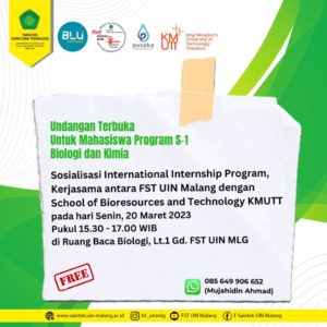 Undangan Terbuka Untuk Mahasiswa Program S-1 Biologi dan Kimia