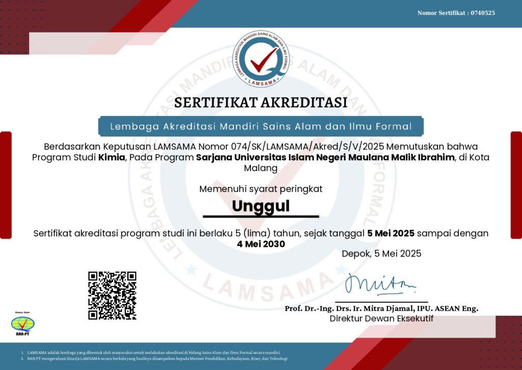 Sertifikat Akreditasi Kimia - UIN Maulana Malik Ibrahim